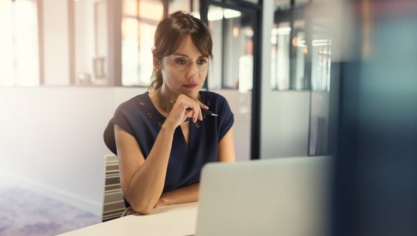 Woman working on laptop