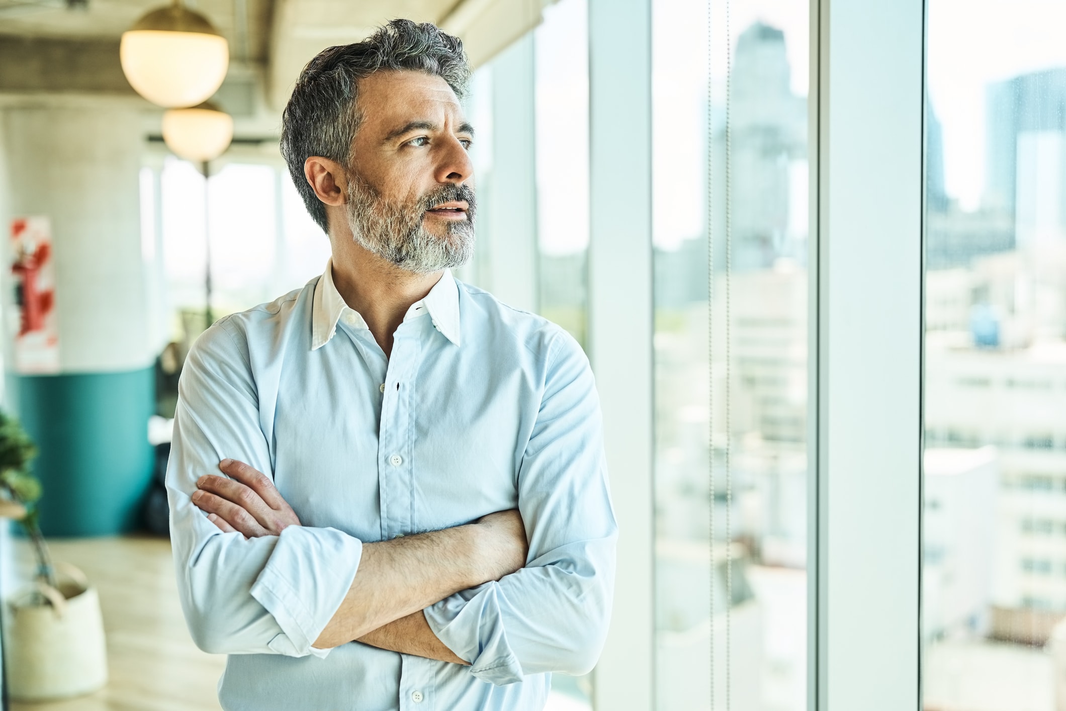 a businessman by the window