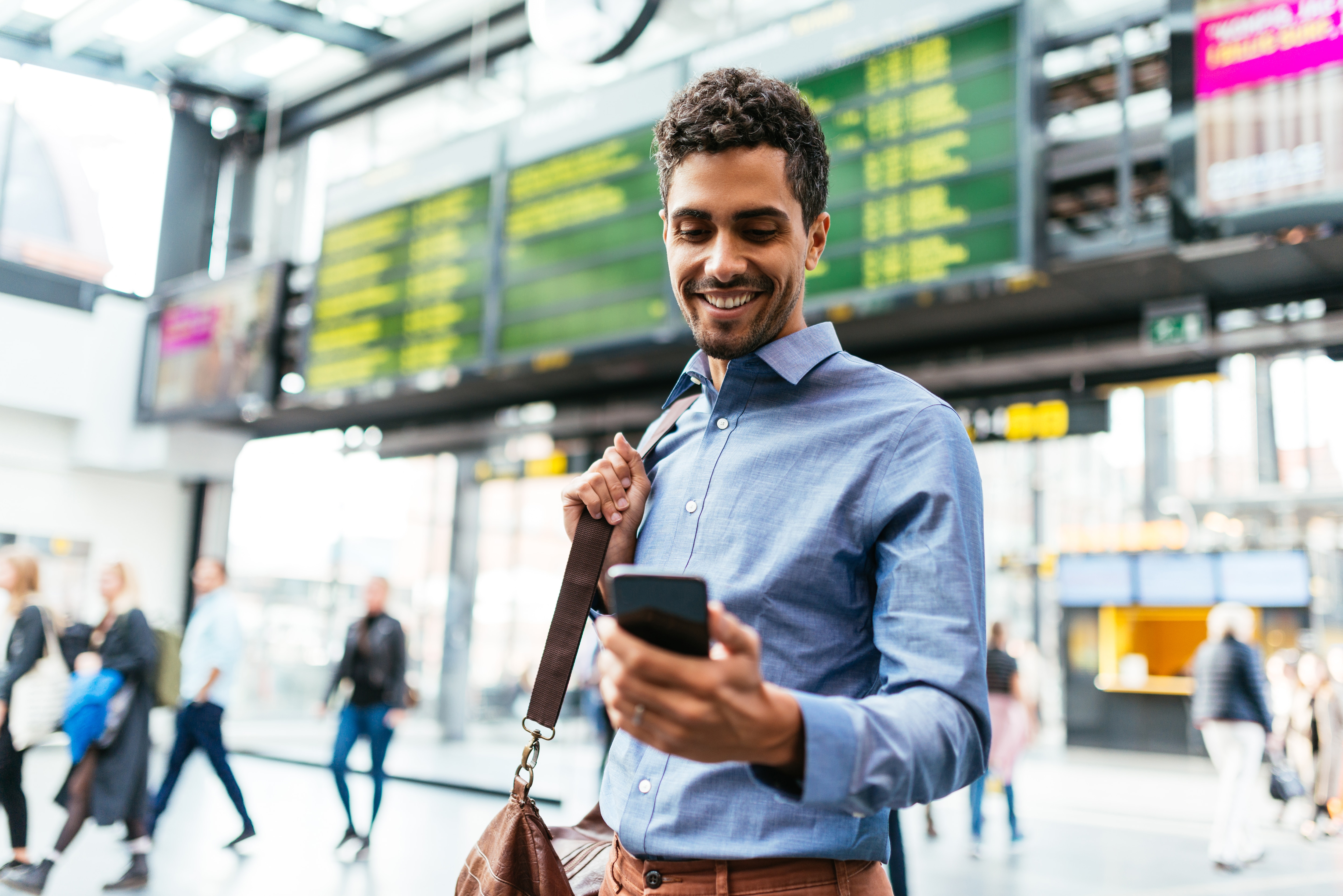 a businessman at the airport lobby