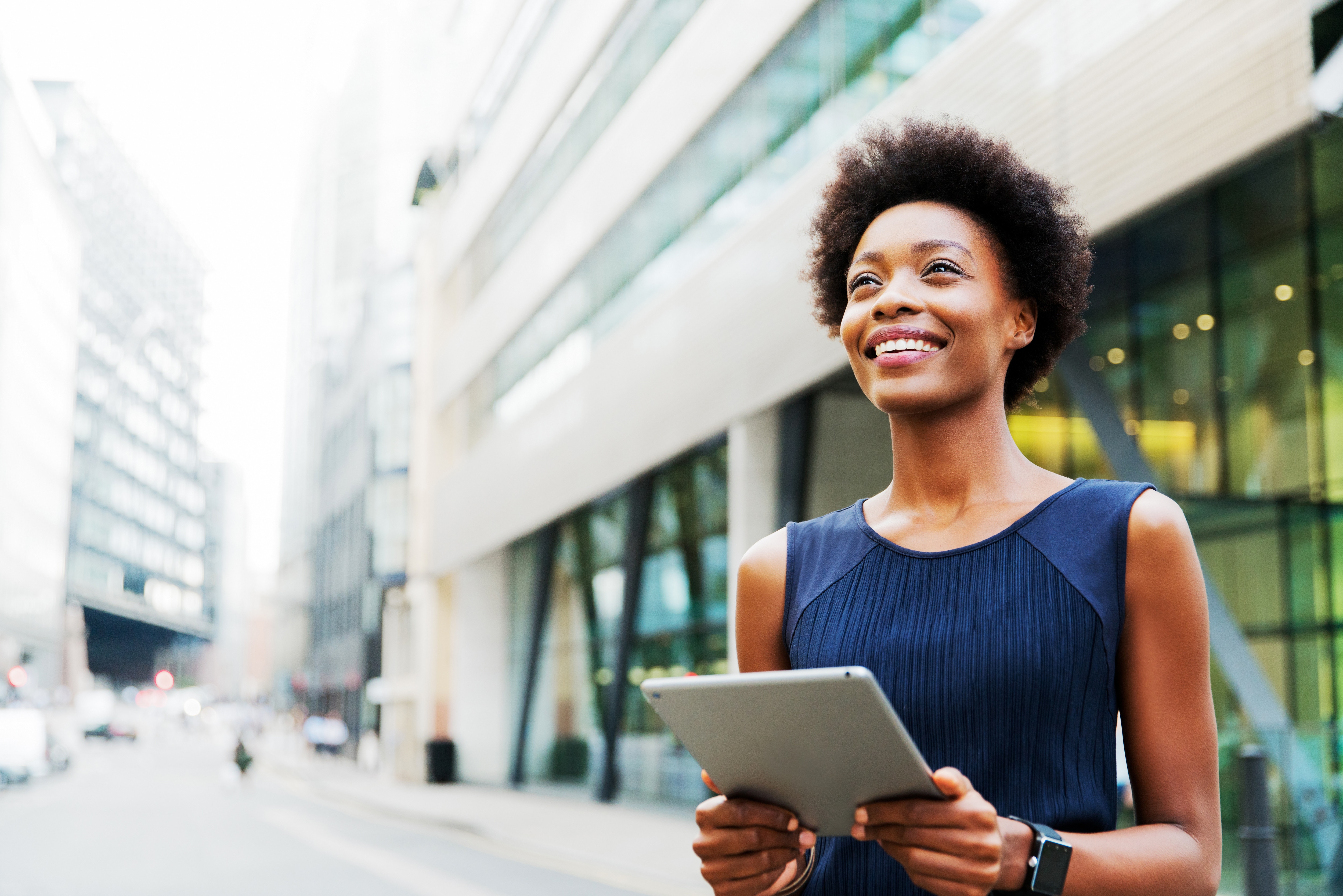 a businesswoman with a device