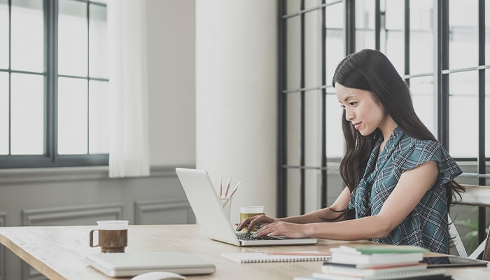 Woman using a laptop