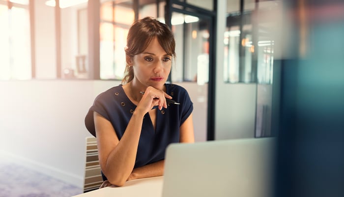 Woman working on laptop